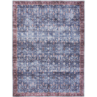 HomeRoots 533341 9 x 12 ft. Blue & Red Oriental Power Loom Distressed Washable Non Skid Rectangle Area Rug