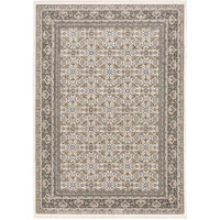 HomeRoots 509405 6 x 9 ft. Ivory & Gray Oriental Power Loom Stain Resistant Rectangle Area Rug with Fringe