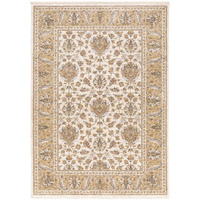 HomeRoots 509416 3 x 5 ft. Ivory & Gold Oriental Power Loom Stain Resistant Rectangle Area Rug with Fringe