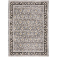 HomeRoots 509433 8 x 11 ft. Gray & Blue Oriental Power Loom Stain Resistant Rectangle Area Rug with Fringe