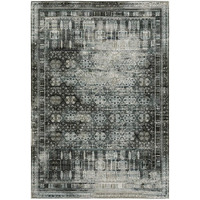 HomeRoots 508930 5 x 8 ft. Charcoal Gray Blue Ivory & Taupe Oriental Power Loom Stain Resistant Rectangle Area Rug