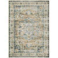 HomeRoots 510370 7 x 10 ft. Blue Gold Brown Green & Salmon Oriental Printed Stain Resistant Non Skid Rectangle Area Rug