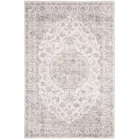 HomeRoots 509516 9 x 12 ft. Beige Gold & Gray Oriental Power Loom Stain Resistant Rectangle Area Rug