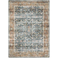 HomeRoots 510388 4 x 6 ft. Blue Rust Gold & Olive Oriental Printed Stain Resistant Non Skid Rectangle Area Rug