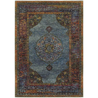 HomeRoots 510140 9 x 12 ft. Blue Gold Green Red Orange & Purple Oriental Power Loom Stain Resistant Rectangle Area Rug