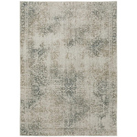 HomeRoots 508170 6 x 9 ft. Gray Beige & Teal Oriental Power Loom Stain Resistant Rectangle Area Rug