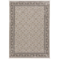 HomeRoots 509406 8 x 11 ft. Ivory & Gray Oriental Power Loom Stain Resistant Rectangle Area Rug with Fringe