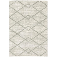 HomeRoots 509885 4 x 6 ft. Ivory & Gray Geometric Shag Power Loom Stain Resistant Rectangle Area Rug