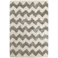 HomeRoots 507915 4 x 6 ft. Gray & Ivory Geometric Shag Power Loom Stain Resistant Rectangle Area Rug