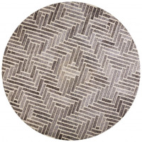 HomeRoots 512018 8 ft. Taupe Gray & Tan Wool Geometric Hand Tufted Handmade Round Area Rug