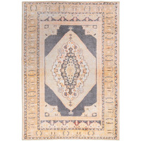 HomeRoots 509816 8 x 10 ft. Gray & Gold Oriental Power Loom Stain Resistant Rectangle Area Rug