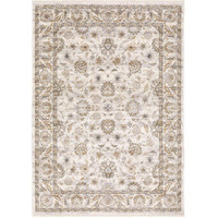 HomeRoots 509396 3 x 5 ft. Ivory & Gray Oriental Power Loom Stain Resistant Rectangle Area Rug with Fringe