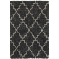 HomeRoots 507905 10 x 13 ft. Charcoal & Gray Geometric Shag Power Loom Stain Resistant Rectangle Area Rug