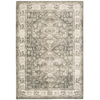 HomeRoots 509675 8 x 10 ft. Gray Ivory Tan & Beige Oriental Power Loom Stain Resistant Rectangle Area Rug