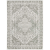 HomeRoots 507965 6 x 9 ft. Gray & White Oriental Power Loom Stain Resistant Rectangle Area Rug