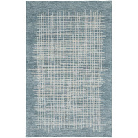 HomeRoots 514367 8 x 10 ft. Blue & Ivory Wool Plaid Hand Tufted Handmade Stain Resistant Rectangle Area Rug