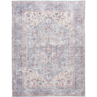 HomeRoots 522425 9 x 12 ft. Blue Floral Power Loom Distressed Rectangle Traditional Area Rug