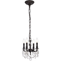 Elegant Lighting Lille Collection 4-Light Hanging Fixture with Royal Cut Crystal, Dark Bronze Finish