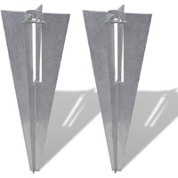 vidaXL Steel Fence Post Spikes - Durable Zinc-Coated Spike for Outdoor Fencing  Weather-Resistant Post Holder - Two Pieces Included, Silver