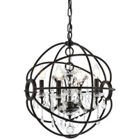 Elegant Lighting Geneva Collection 4-Light Pendant Lamp with Royal Cut Crystals, Dark Bronze Finish