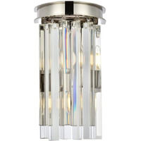 Elegant Lighting Sydney Collection 2-Light Wall Lamp with Royal Cut Crystals, Polished Nickel Finish