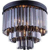 Elegant Lighting Sydney Collection 9-Light Flush Mount with Royal Cut Silver Shade Crystals, Mocha Brown Finish