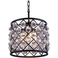 Elegant Lighting Madison Collection 3-Light Pendant Lamp with Royal Cut Crystals, Mocha Brown Finish