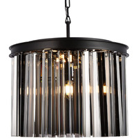 Elegant Lighting Sydney Collection 6-Light Pendant Lamp with Royal Cut Silver Shade Crystals, Mocha Brown Finish