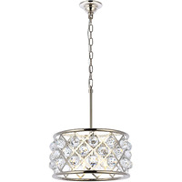 Elegant Lighting 1214D16PN/RC Madison Collection 4-Light Pendant Lamp with Royal Cut, 16  Depth x 9  Height, Polished Nickel Finish, Crystal