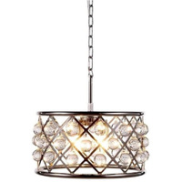 Elegant Lighting 1213D16PN/RC Madison Collection 4-Light Pendant Lamp with Royal Cut, 16  Depth x 9  Height, Polished Nickel Finish, Crystal