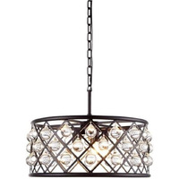 Elegant Lighting 1213D20MB/RC Madison Collection 5-Light Pendant Lamp with Royal Cut, 20  Depth x 9  Height, Mocha Brown Finish, Crystal