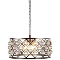 Elegant Lighting 1213D20PN/RC Madison Collection 5-Light Pendant Lamp with Royal Cut, 20  Depth x 9  Height, Polished Nickel Finish, Crystal