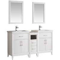 Fresca Cambridge 60  White Double Sink Traditional Bathroom Vanity w/Mirrors - Faucet Sold Separately