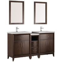 Fresca Cambridge 60  Antique Coffee Double Sink Traditional Bathroom Vanity w/Mirrors - Faucet Sold Separately