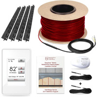 WarmlyYours 288 sqft (240V) Electric Radiant Floor Heating System Cable Kit with Underfloor Heated Cable, Touchscreen Programmable Thermostat, Floor Sensor, and Circuit Tester