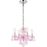 Elegant Lighting Value Rococo 4 Light Pink Pendant Rosaline (Pink) Royal Cut Crystal