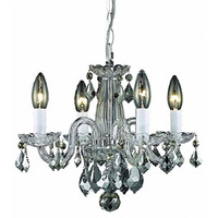 Elegant Lighting Rococo 4 Light Chrome Clear Hanging Pendant Lamp ith Royal Cut Crystal