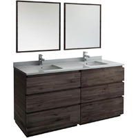 Fresca Formosa 72  Floor Standing Double Sink Modern Bathroom Vanity w/Mirrors - Faucet Sold Separately