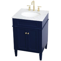 Elegant Decor Williams 24  Single Marble Top Bathroom Vanity in Blue