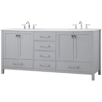 Elegant Decor Irene 72  Solid Wood and Stone Double Bathroom Vanity in Gray