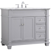 Elegant Decor Wesley 42  Steel and Solid Wood Single Bathroom Vanity Set in Gray