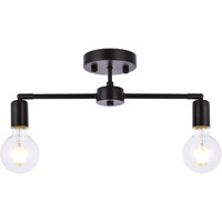 Living District Zane 2-Light Mid-Century Metal Flush Mount in Black