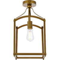 Living District Janet 1-Light Mid-Century Metal Flush Mount in Brass