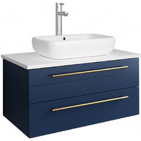 Fresca Lucera 30  Royal Blue Wall Hung Modern Bathroom Cabinet w/Top & Vessel Sink