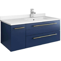 Fresca Lucera 36  Royal Blue Wall Hung Modern Bathroom Cabinet w/Top & Undermount Sink - Right Version