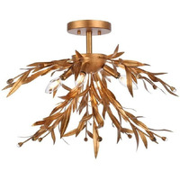 Living District Priscilla 4-Light Mid-Century Metal Flush Mount in Gold Leaf