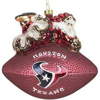 SC SPORTS NFL Houston Texans 5 1/2 Peggy Abrams Glass Football Ornament, Team Color, One Size