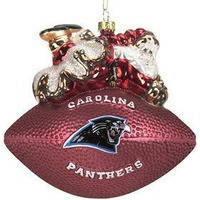 SC SPORTS NFL Carolina Panthers Ornament 5 1/2  Peggy Abrams Glass Football, Team Color, One Size