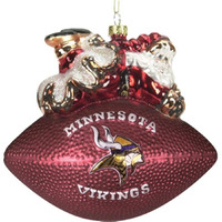 SC SPORTS NFL Minnesota Vikings Ornament 5 1/2  Peggy Abrams Glass Football, Team Color, One Size