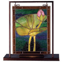 Meyda Tiffany 68353 Tiffany Pond Lily Lighted Decorative Mini Tabletop Window, 9.5  Width x 10.5  Height